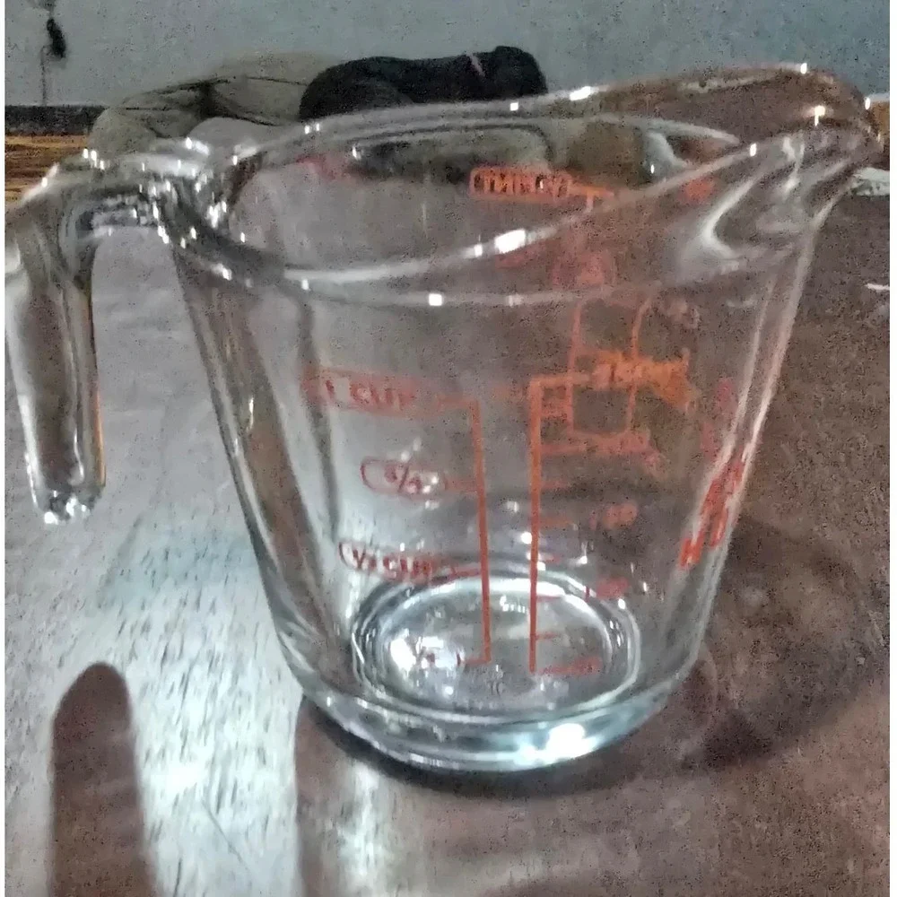 Anchor Hocking‎ Glass Measuring Cup 1 Cup 8oz Red Lettering Clear Vintage Style